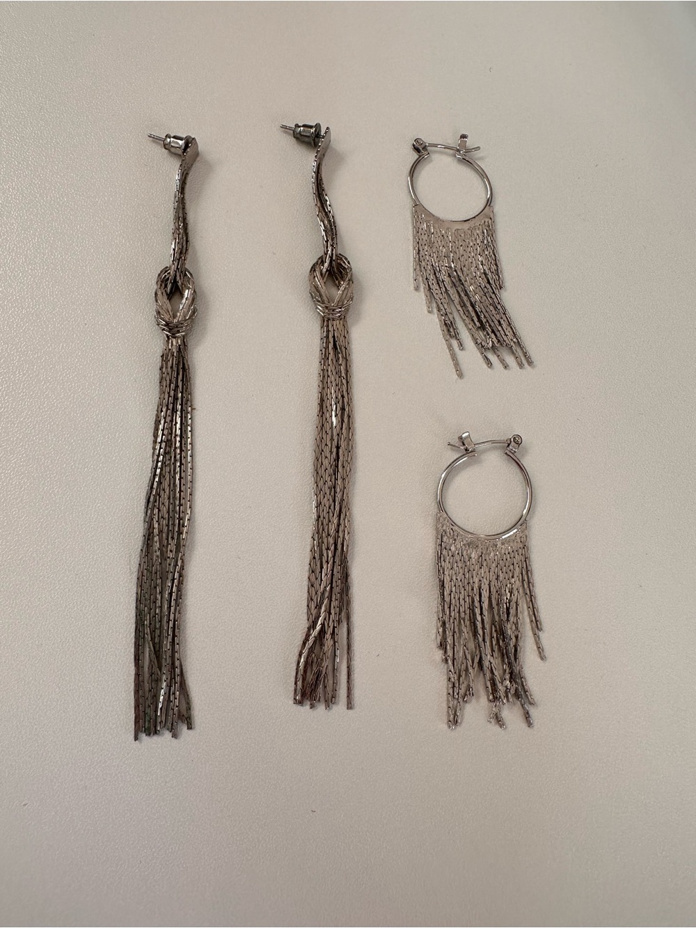 Silver Fringe Drop Earrings - Elegant Women's Jewelry